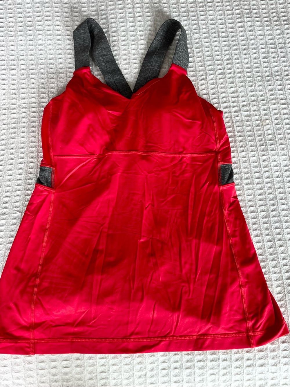 lululemon athletica Red Tank Top with Contrast Gray Straps size 12